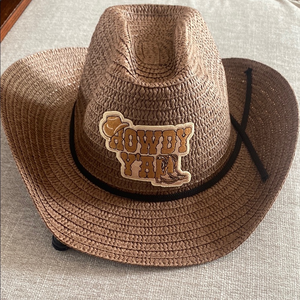 Brown Cowboy Hat with 'Howdy Y'all' Patch
